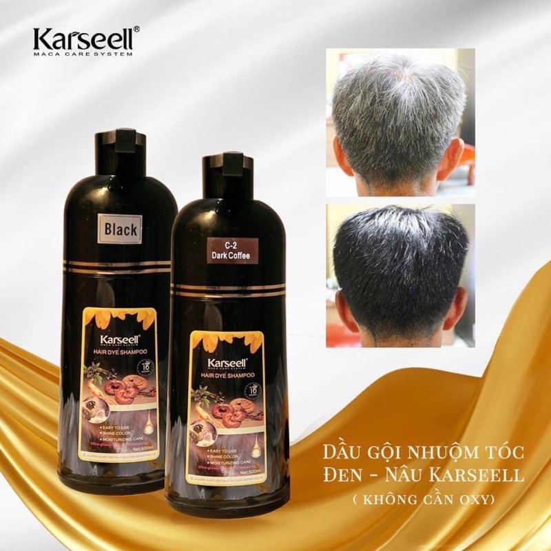 Dầu Gội Phủ Bạc Màu Nâu Tóc KARSEELL BNC 500ml Thảo Dược Thiên Nhiên