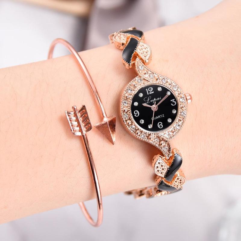 Nơi bán Đồng hồ nữ LVPAI LV09 mặt tròn viền đính đá với dây thiết kế cách điệu trái tim độc đáo