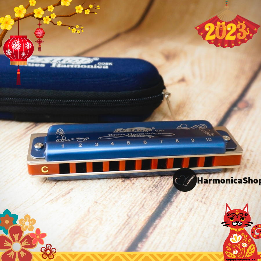 🎵Kèn Harmonica 10 lỗ🎶 Diatonic Easttop T008K Blue (Xanh)