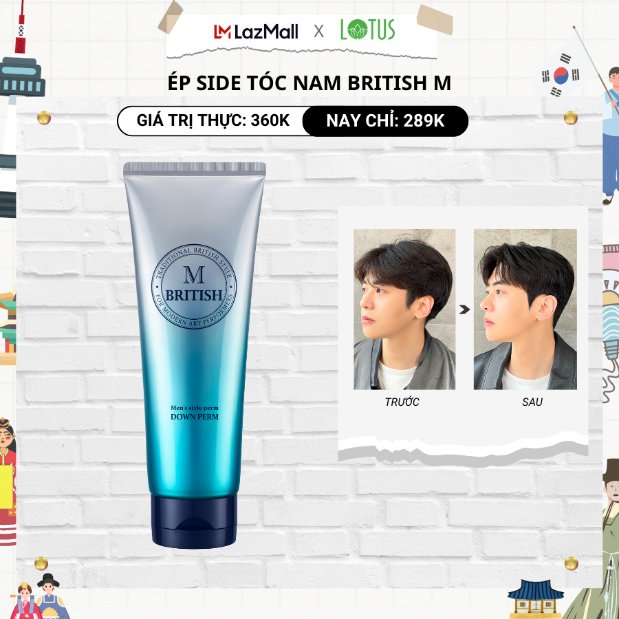 Ép tóc mai (ép side) chuyên nghiệp cho Nam BRITISH M Men's Style Down Perm - 200g