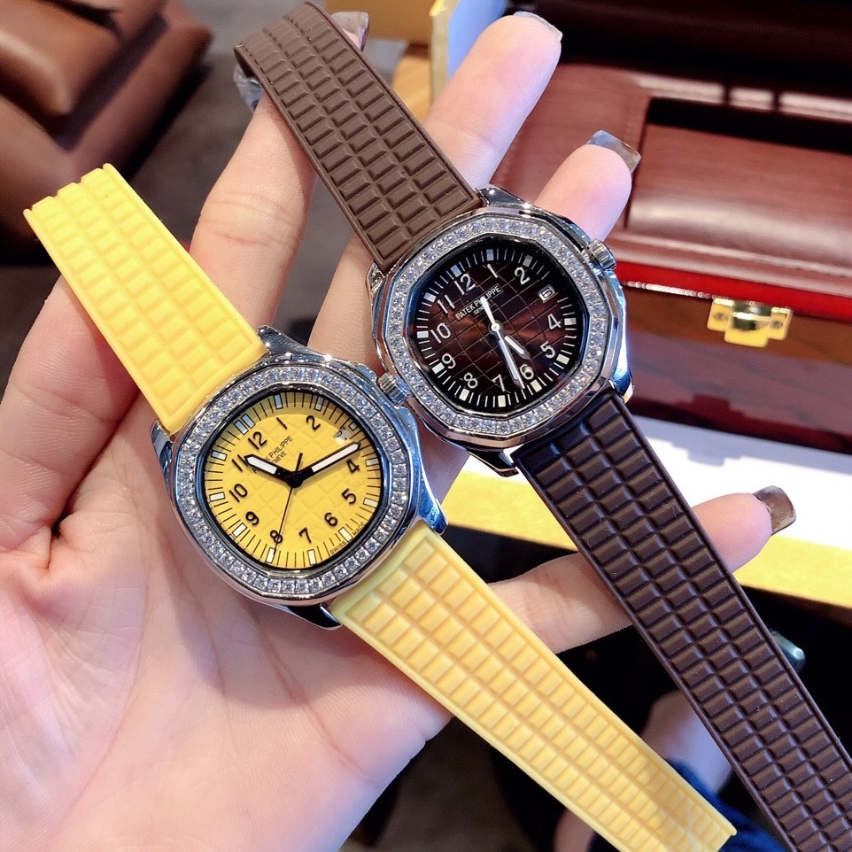 [HCM]Đồng Hồ Patek Philippe Nữ Dây Silicon Nâu Silver 35mm