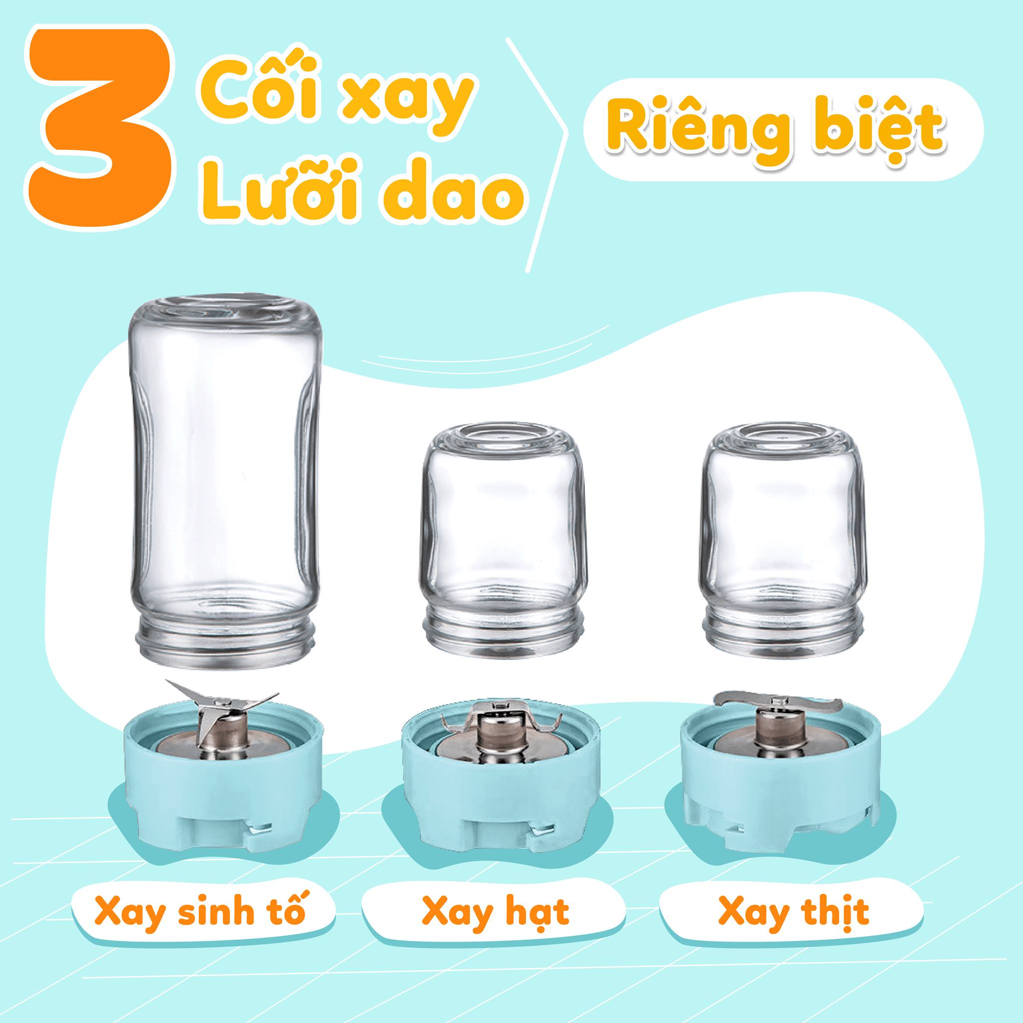 Máy xay đa năng ba cối Bonbébé BB39 [ CHÍNH HÃNG ]