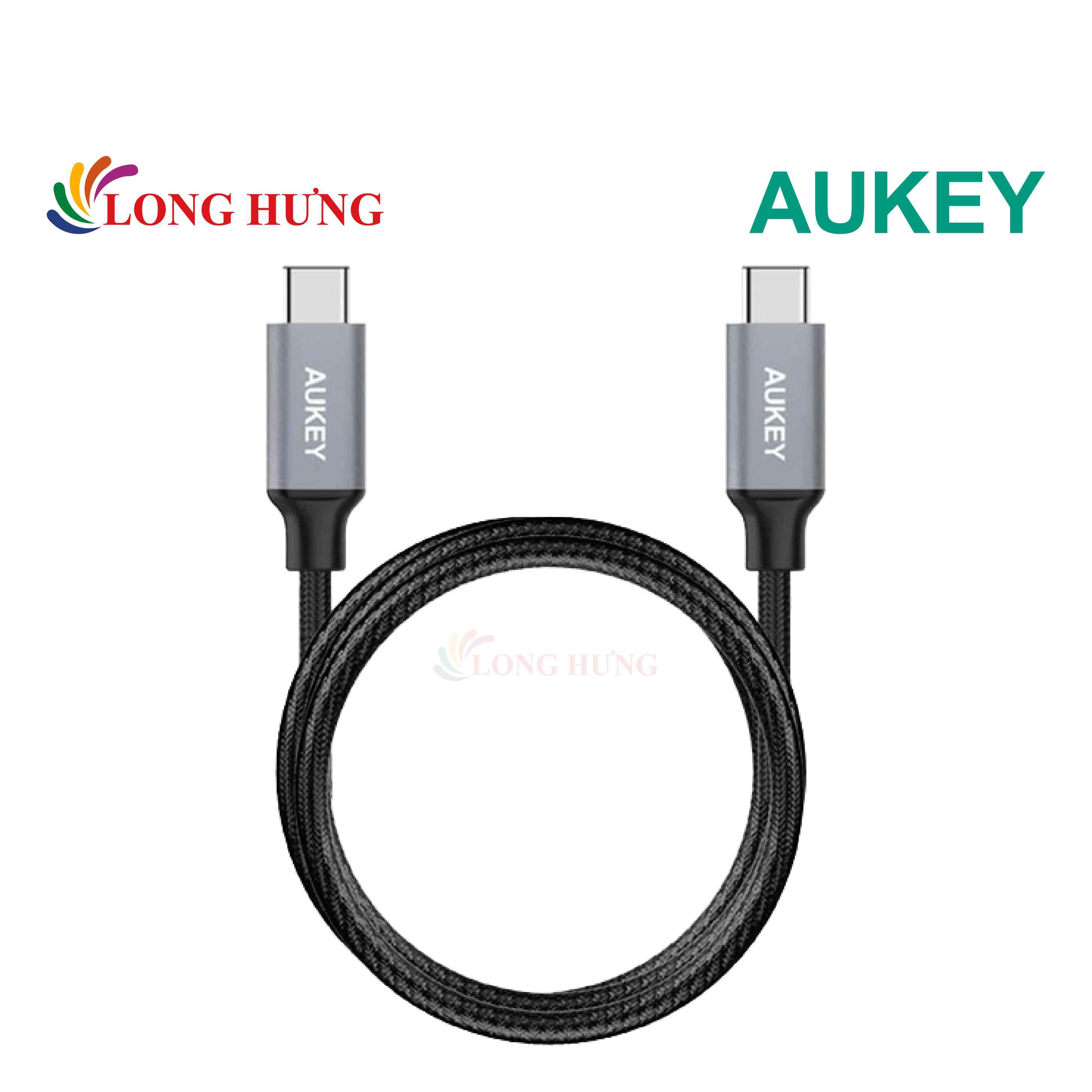 Cáp usb type-c to type-c aukey 1m cb-cd5 - hàng chính hãng - cổng type-c to type-c tiện lợi độ dài 1m dòng điện ổn định