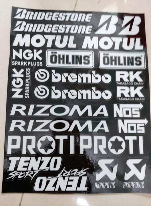 Tem logo phản quang trọn bộ trắng nền đen