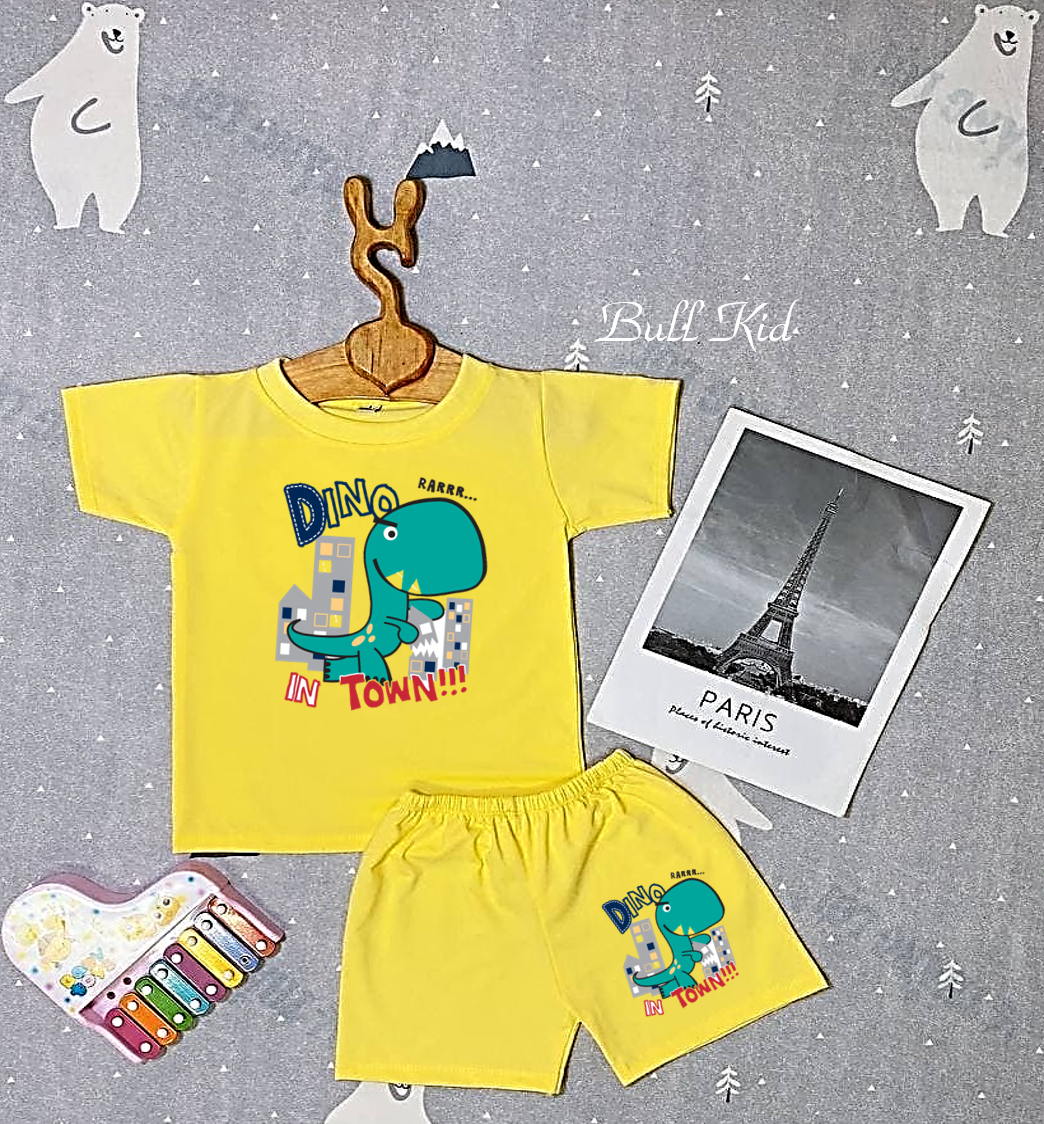 [HCM]set  bộ khủng long vải cotton thoáng mát  - đồ bộ đẹp bé trai bé gái - ẢNH THẬT size to đến 47kg