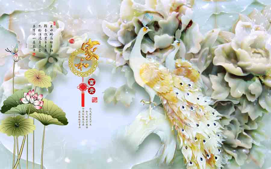 Tranh dán tường 3d giả ngọc nhiều kích thước