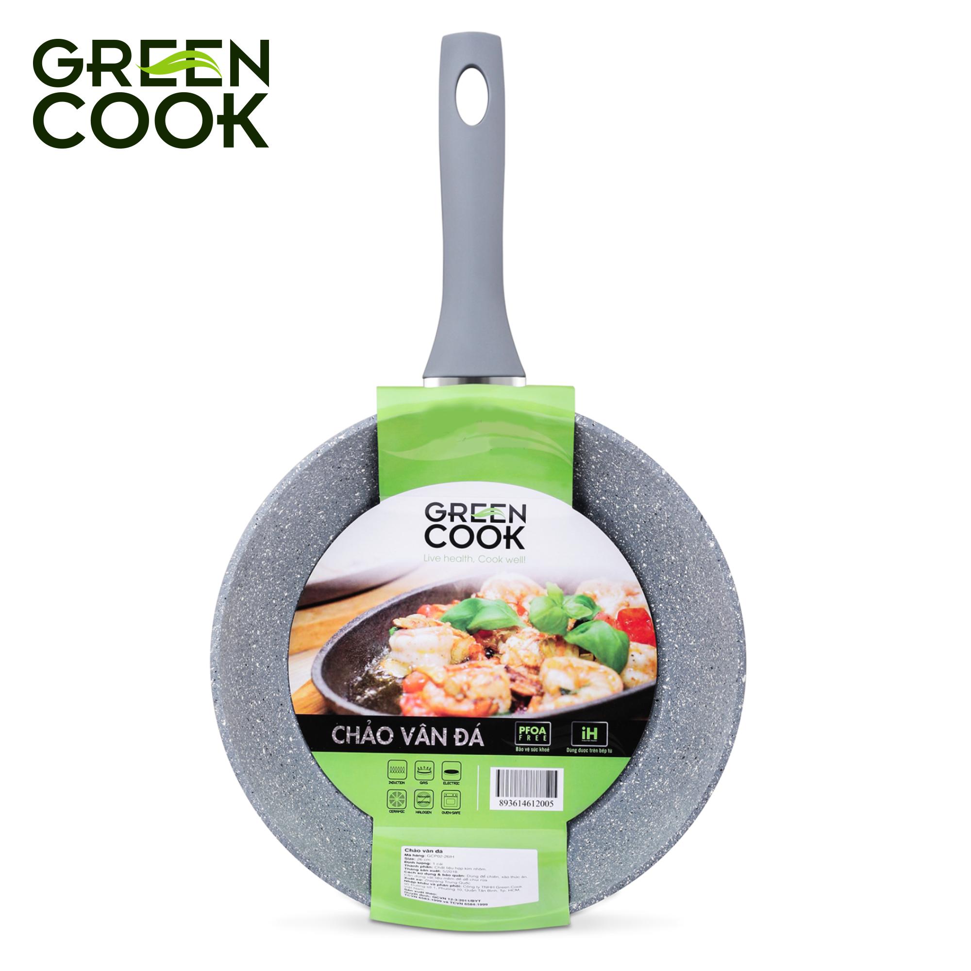 Chảo đáy từ vân đá chống dính GREEN COOK 22cm|ProductId:366