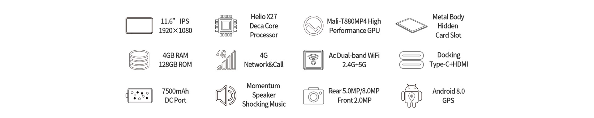 Tablet Teclast M16 kèm bàn phím (chip Helio X27/4GRam/128G Rom/11.6 inch Full HD/ 4G LTE)