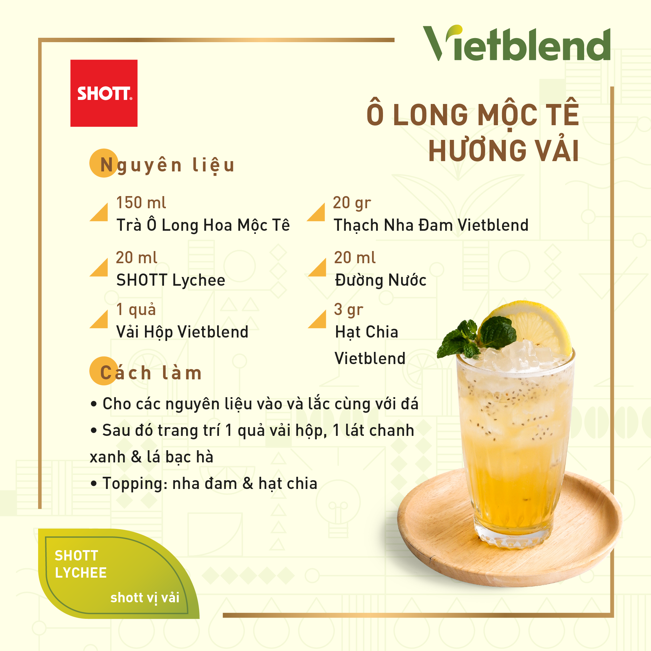Syrup Pha Chế SHOTT - Vị Vải (Lychee) - Chai 1L