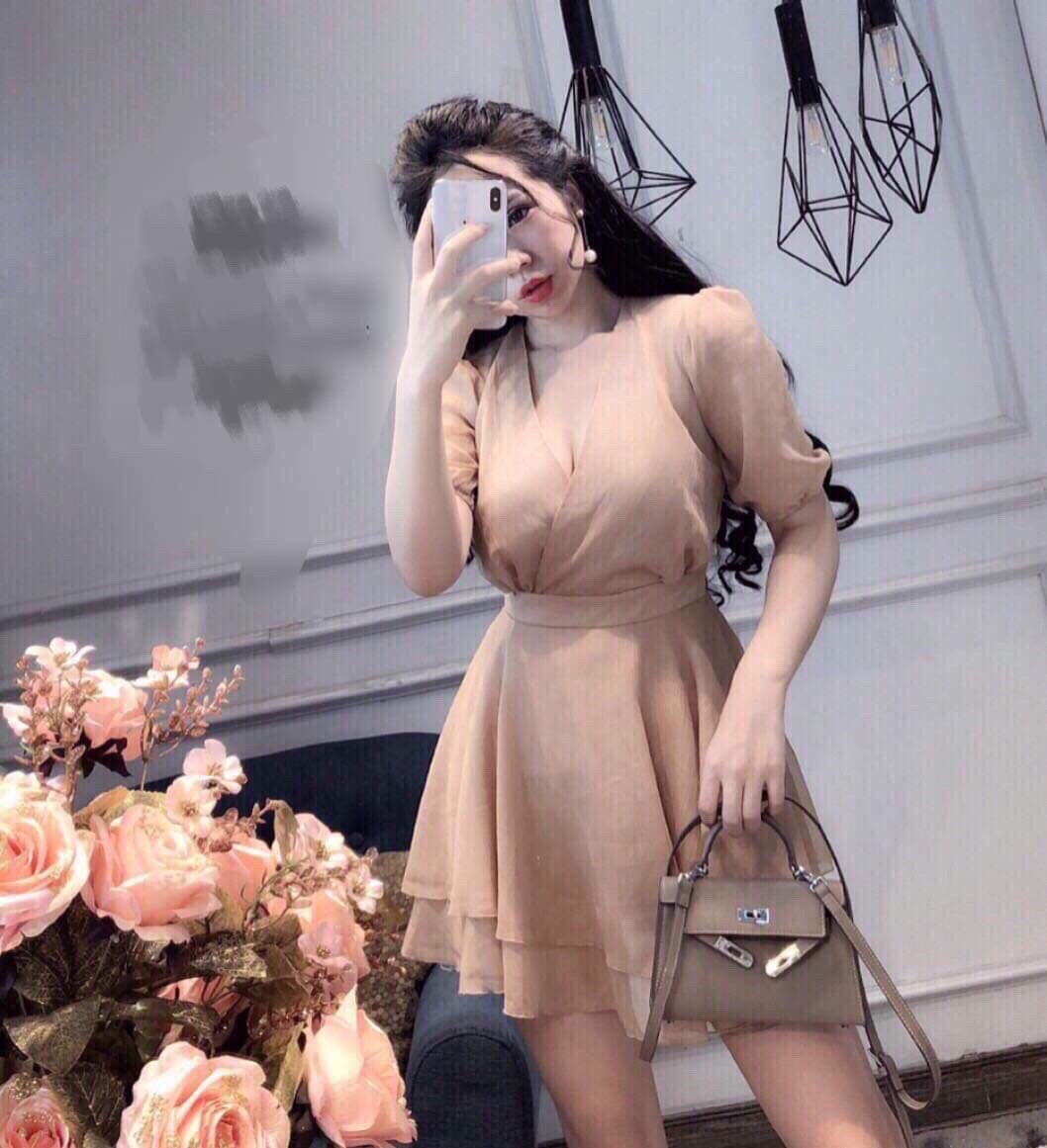 [HCM]Đầm xòe 2 lớp cổ V