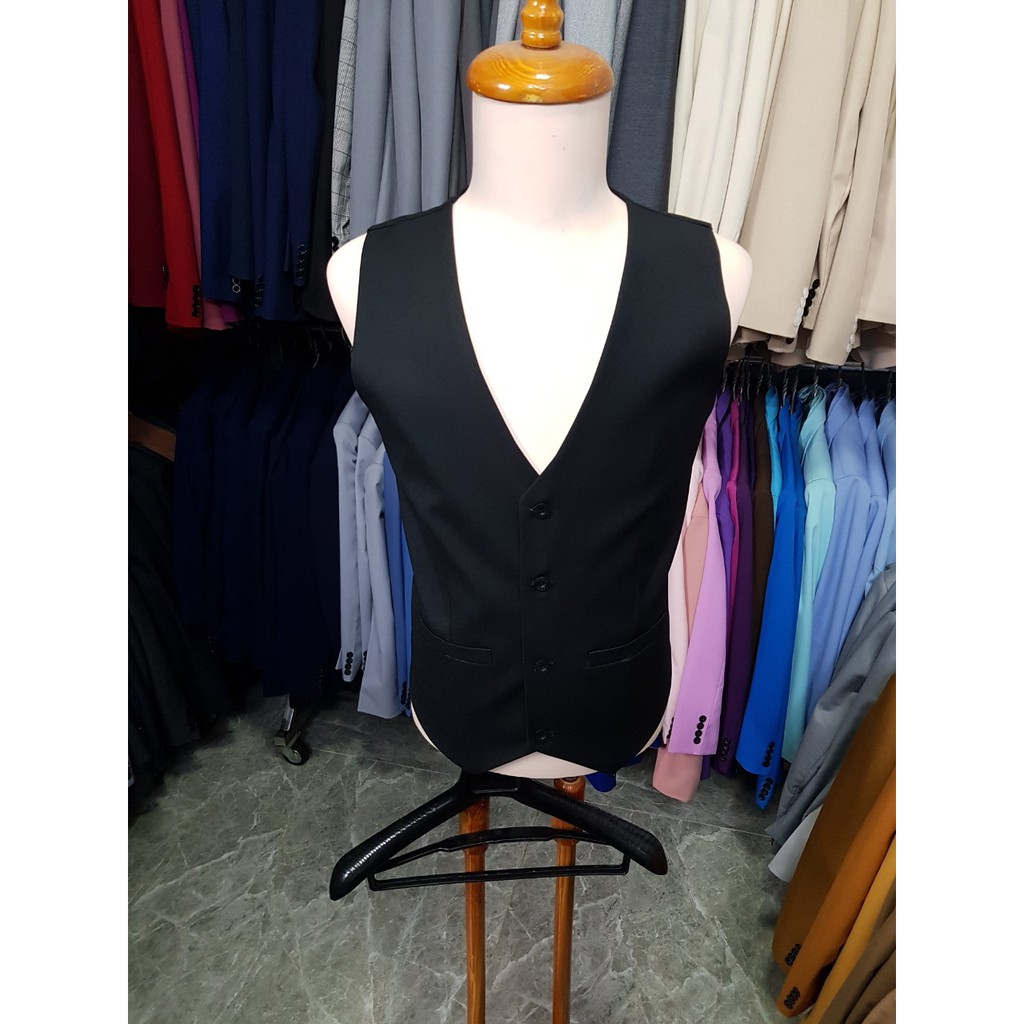 Áo Gile đen form ôm trẻ trung cá tính chất vải poly mềm mỏng