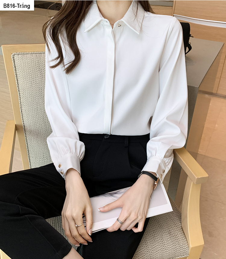 [HCM]B816- ÁO SM lụa Ý tay dài