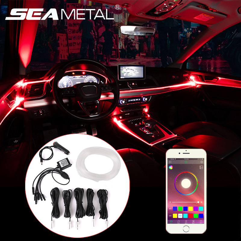 Car Mouldings 12V Car Dashboard Decoration Strips Auto Atmosphere Light