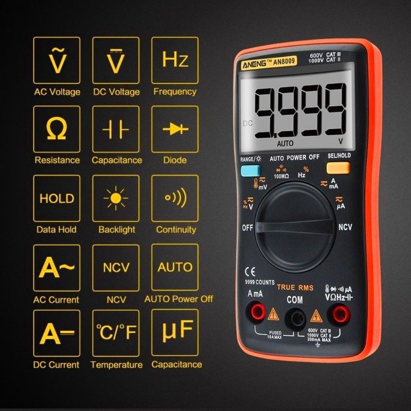 Máy Đo Điện Ac/Dc True -Rms Đồng Hồ Vạn Năng Aneng An8009
