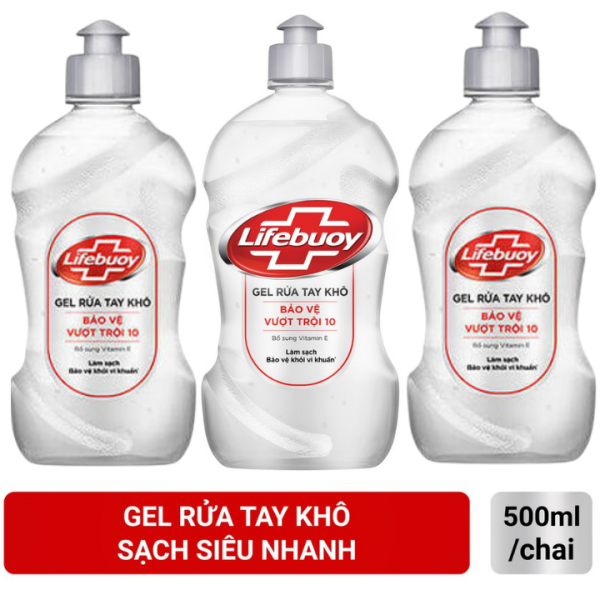 Gel Rửa Tay Khô Lifebuoy 500ml ( COMBO 3 CHAI )gel rửa tay khô 500ml  , nước rửa tay và  tiệt trùng