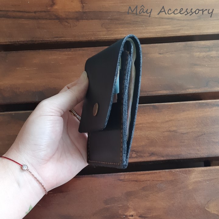 Ví sen 3 ví mini nam da PU handmade