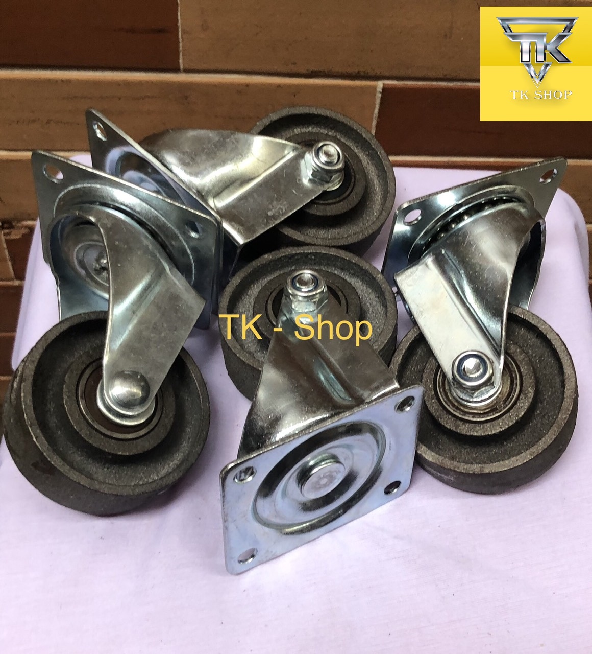 Bộ 4 Bánh Xe Đẩy Gang Đúc 75x32 ( Tải Trọng 400kg)