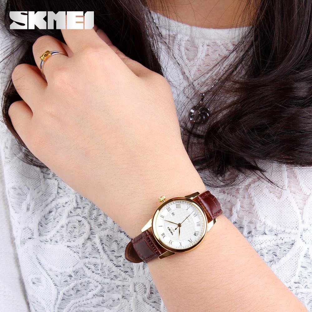 Đồng hồ nữ dây da Skmei 9058 (Nâu)