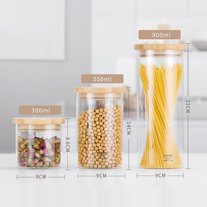 Combo 2 Lọ thủy tinh borosilicate nắp gỗ 500ml _ 750ml