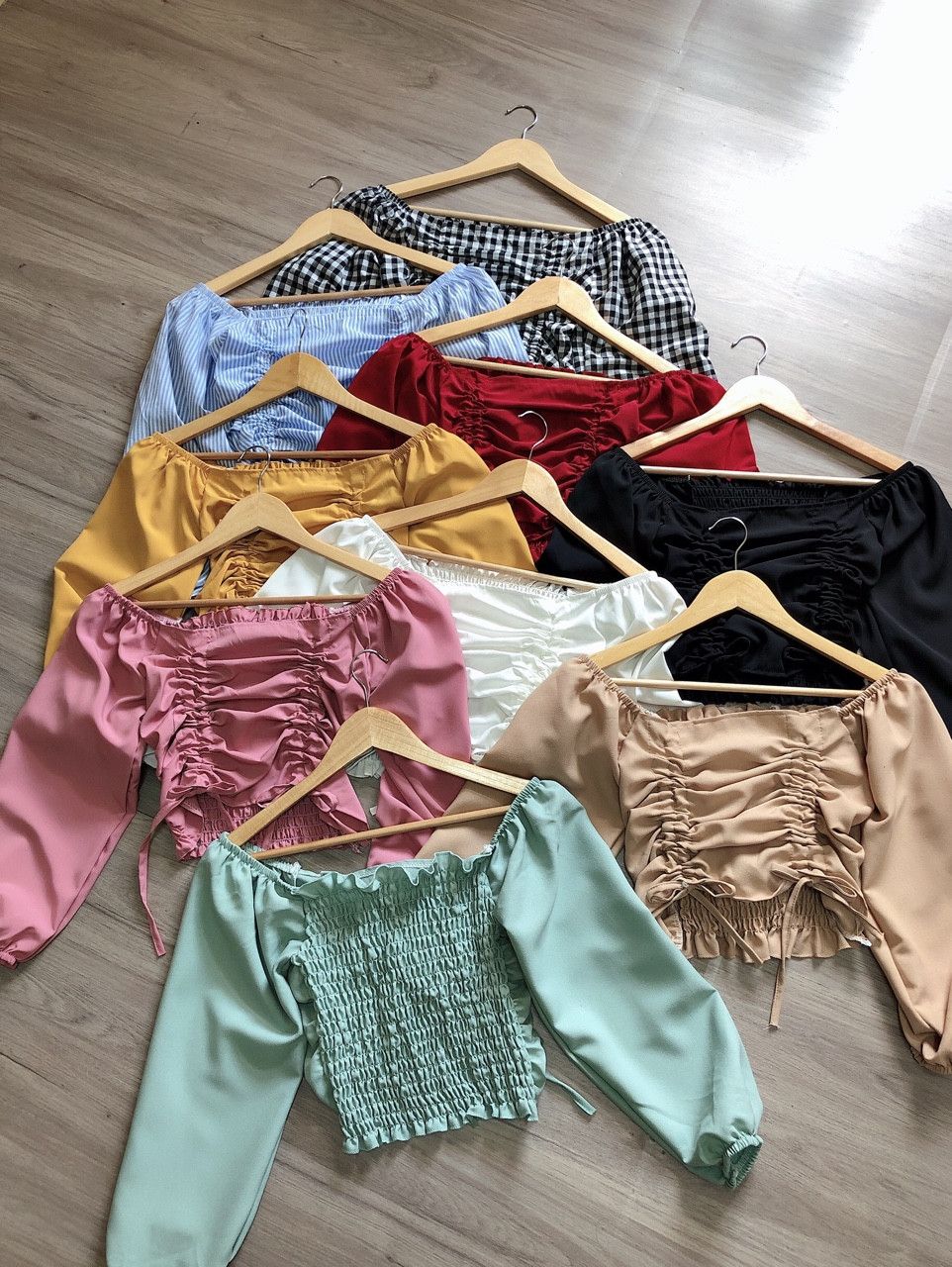 full màu áo kiểu rút dây hai bên ( dưới 50kg kg trở lại )áo kiểu nữ vải kate mềm áo kiểu croptop tay bo thun áo kiểu đẹp giá rẻ