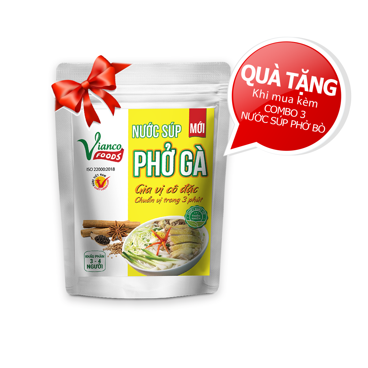 Combo 3 gói nước xốt hoàn chỉnh vị Phở gà Vianco gói 210g nêm sẵn Gia Vị Việt Ấn gia vị Vianco