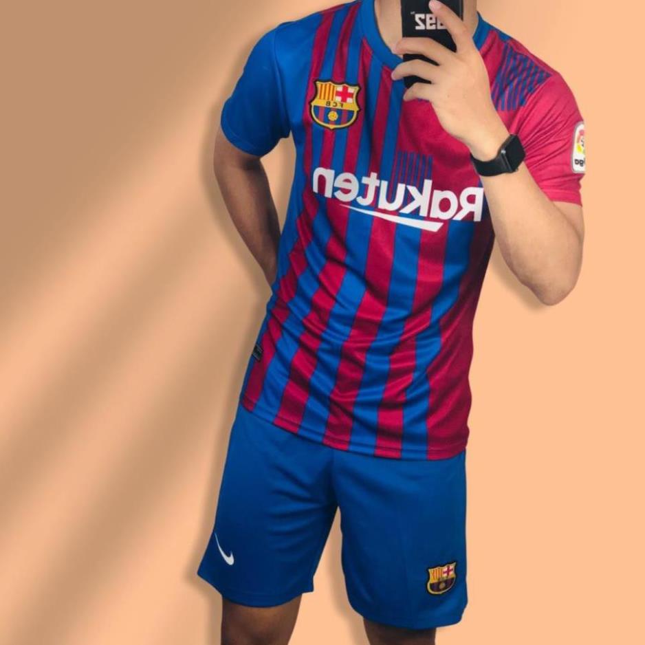 Bộ quần áo thể thao,áo bóng đá,đá banh CLB Barca sân nhà 21 22 vải gai Thái