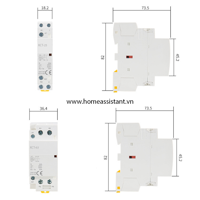 Khởi Động Từ 1 Pha 2P 63A KCT-63 (Contactor)