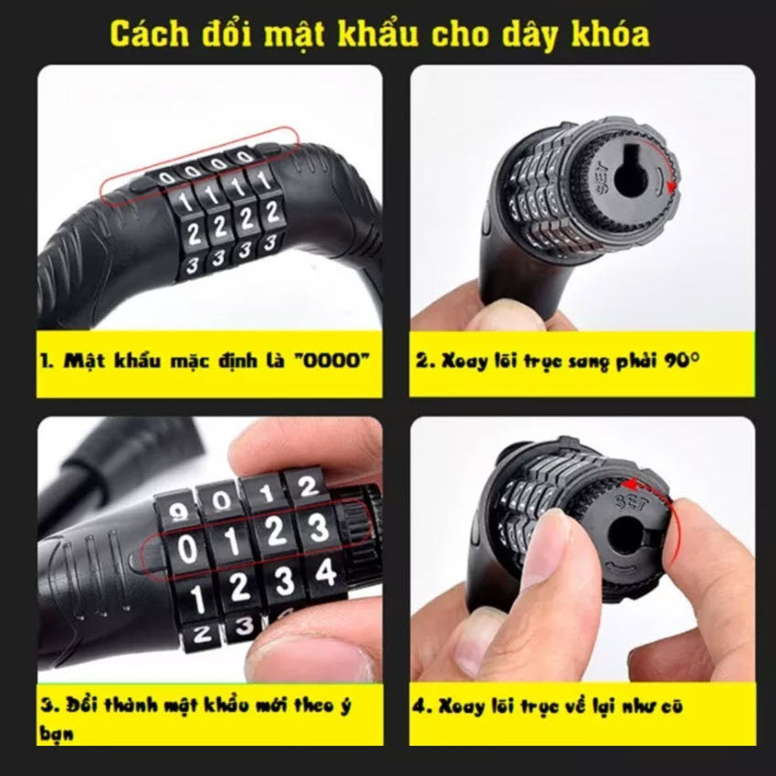 Khóa xe đạp chống trộm 4 số đổi mật khẩu an toàn