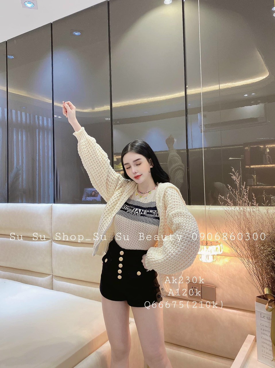 Áo khoác len lỗ có nón hàng qc cao cấp