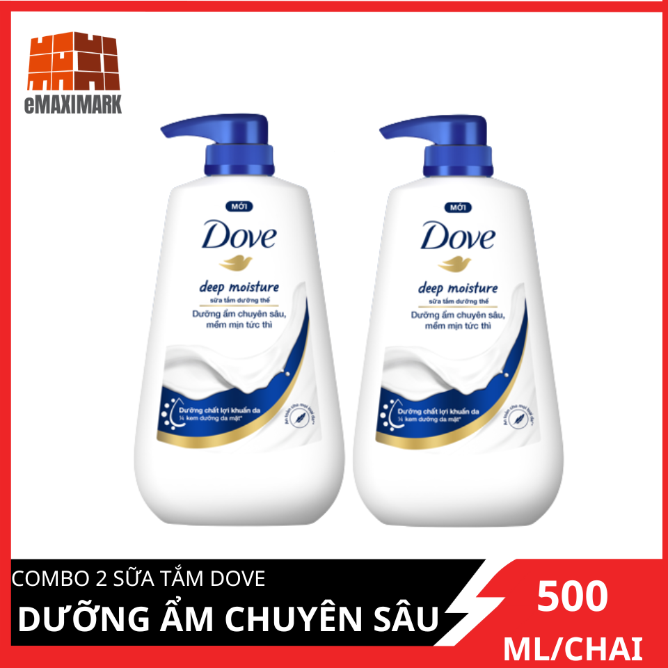 Combo 2 sữa tắm dưỡng thể dove dưỡng ẩm chuyên sâu chai 500g