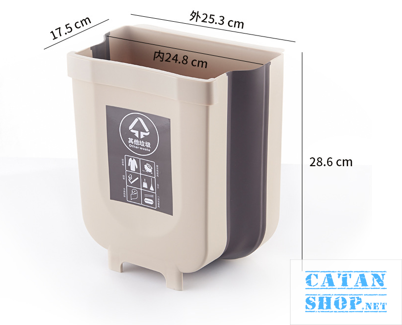 Garbage bucket, debris basket square multi-purpose folding compact hanger clip plastic kitchen cabinet plastic ultra durable for kitchen and car slightly gd352-thungracgg-vuong