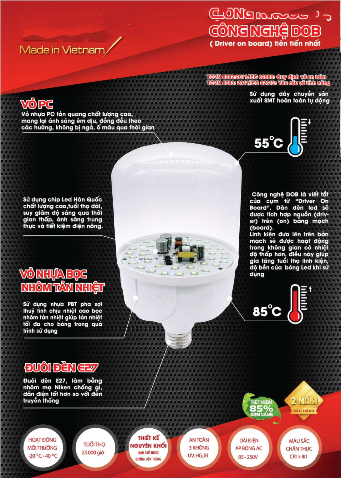 Bóng LED Trụ Nhôm Tản Nhiệt 15W LOẠI XỊN KÍN NƯỚC Siêu Sáng Chính Hãng Tiết Kiệm Điện