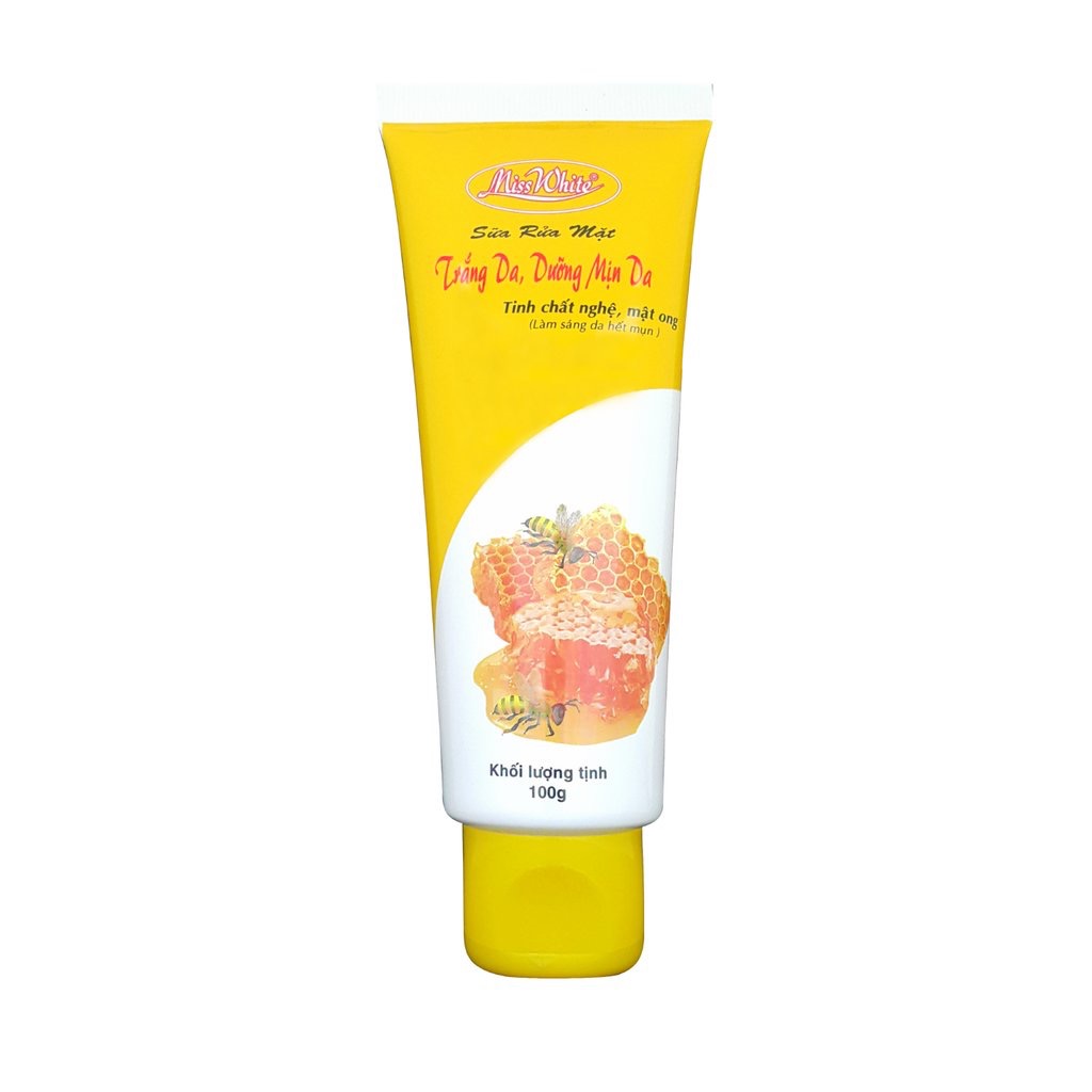 Sữa rửa mặt trắng da dưỡng mịn da miss white mật ong 100g
