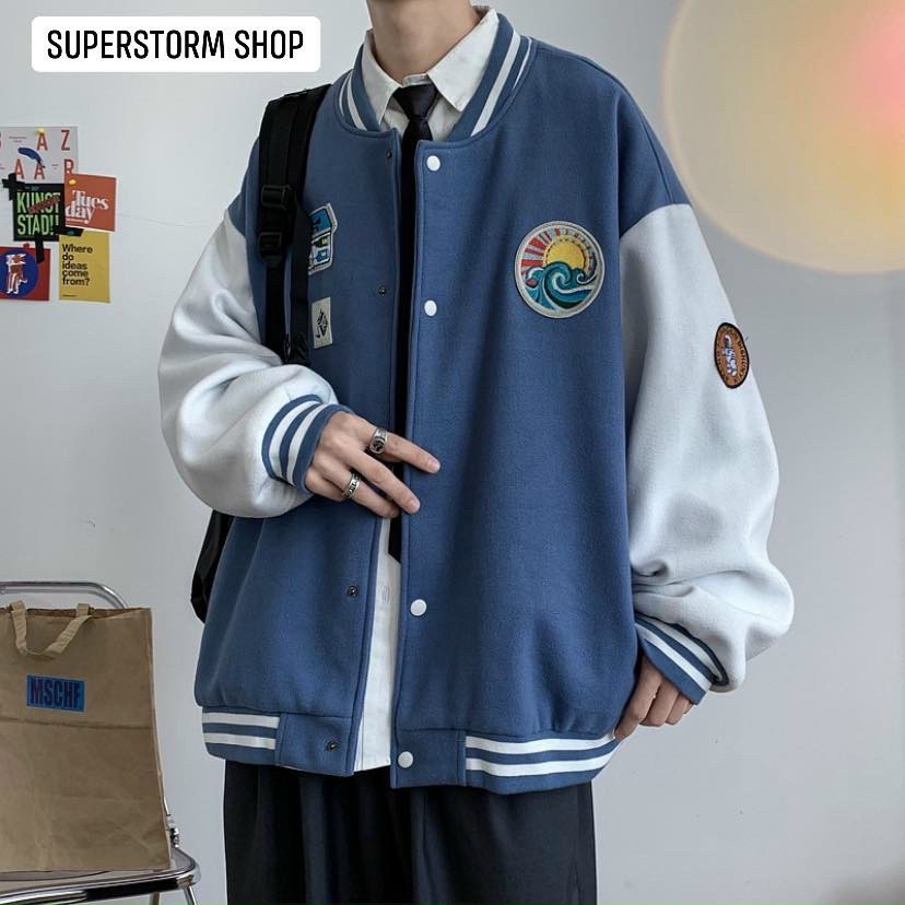 Áo Khoác Varsity Jacket  STUDIO bomber bóng chày basic nam nữ form rộng Local Brand