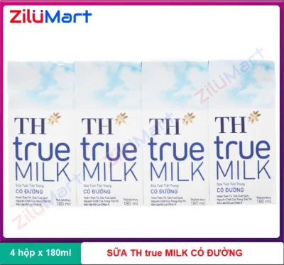 Lốc 4 hộp sữa có đường TH True Milk 180ml