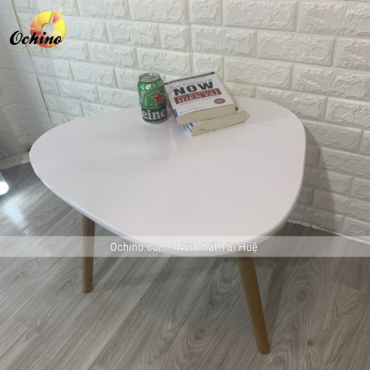 Bàn trà, bàn sofa bằng gỗ phủ sơn bóng chống nước màu trắng