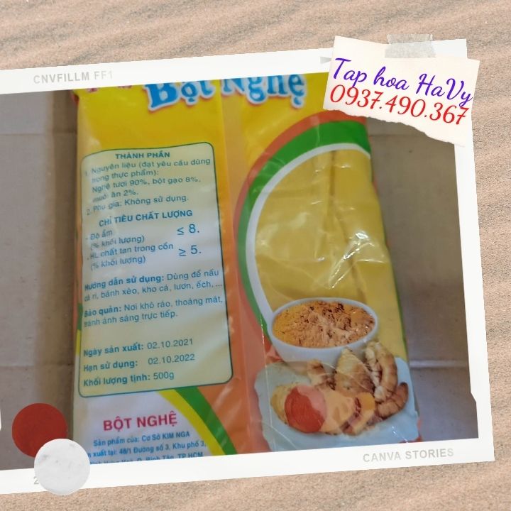 Bột Nghệ Kim Nga 500gr  [FREE SHIP][BienHoa] tap hoa havy