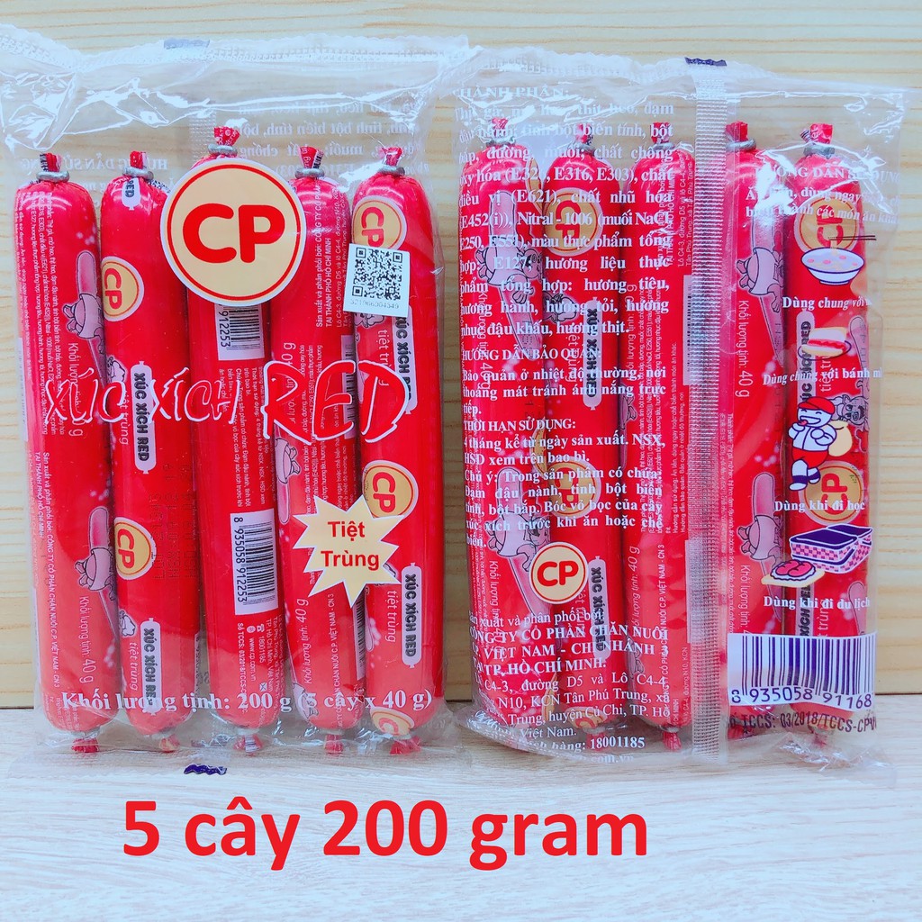 [COMBO 5 GÓI] Xúc xích Red CP tiệt trùng - 200g
