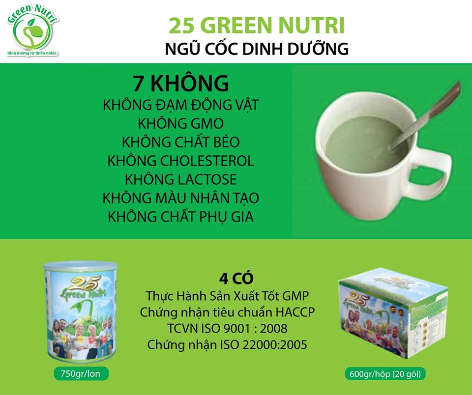Bột ngũ cốc dinh dưỡng 25 Green Nutri (Lon 750g)