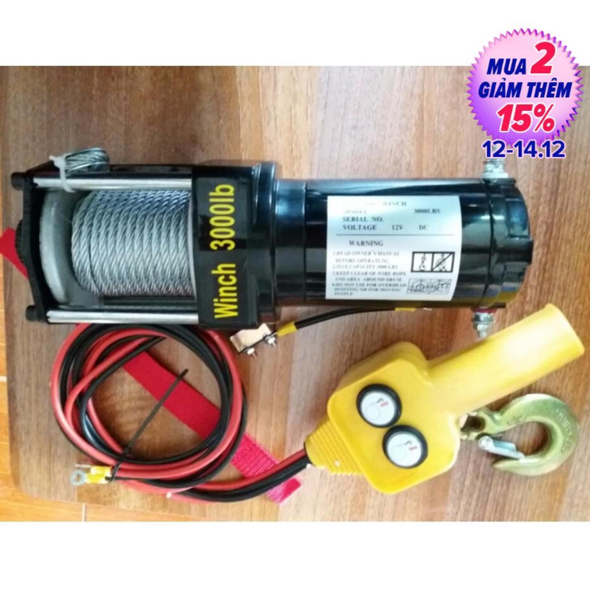 [Trả góp 0%]Tời cứu hộ ô tô nguồn 12v- 3000lbs-1.3 tấn - ABG shop