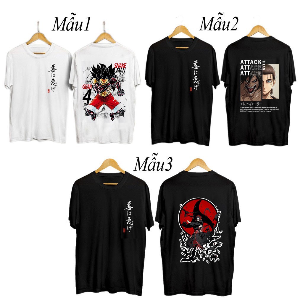 Top 3 Áo thun Anime Attack on titan - Naruto Itachi Sasuke Luffy Gear 4 OP độc đẹp giá rẻ