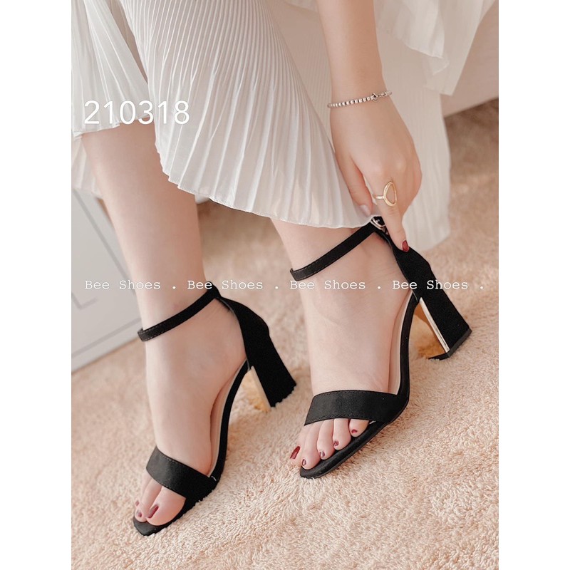 Sandal da lộn gót vuông 7cm hàng vnxk