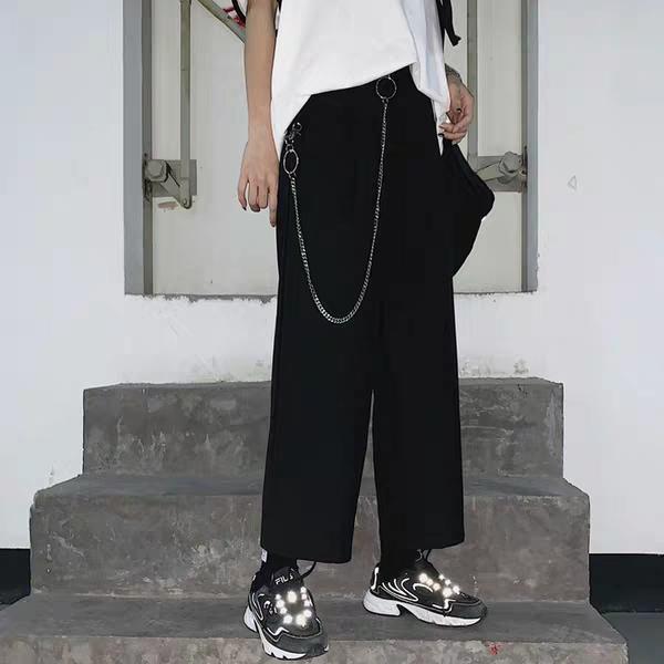 Quần lưng thun ống rộng dây xích Unisex