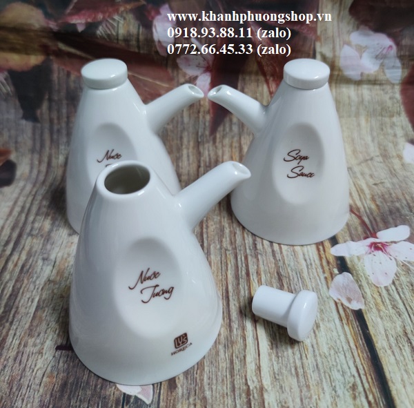 bình đựng nước tương sứ Minh Long - bình đựng nước tương