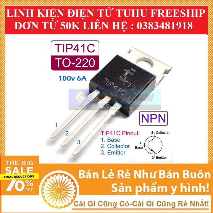 combo 2 transitor TIP41C TO220 TRANSISTOR NPN 6A 100V