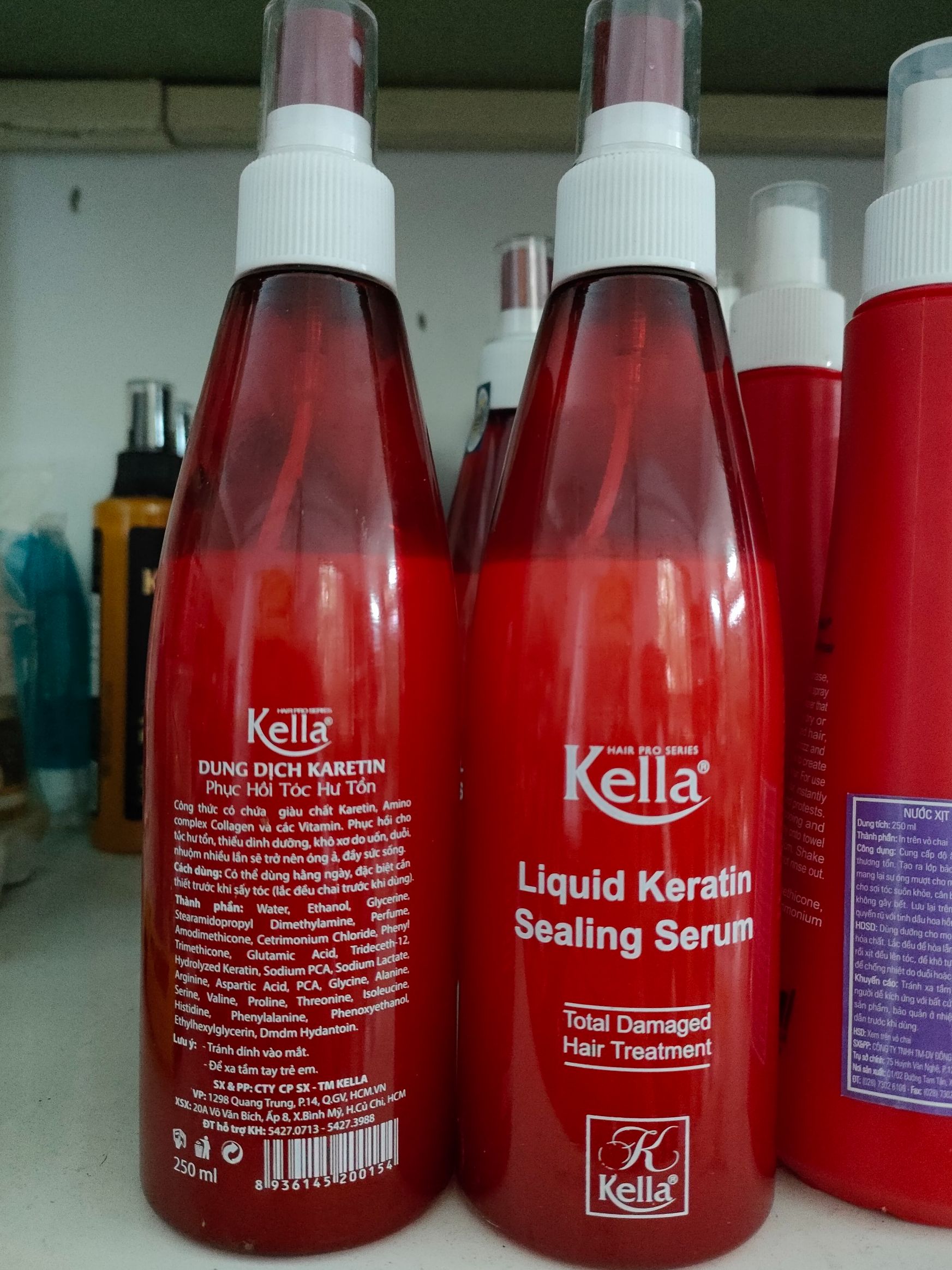 Xịt dưỡng tóc Keratin phục hồi tóc hư tổn Kella Liquid Keratin Sealing Serum 250ML