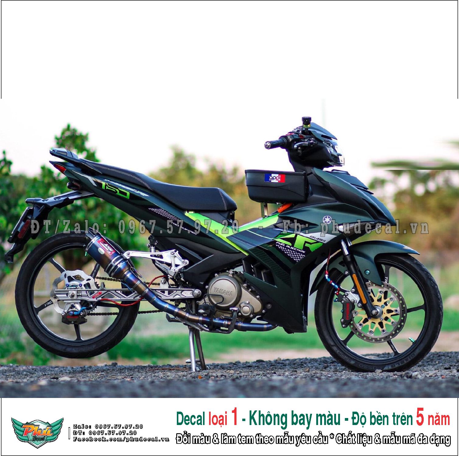 Tem rời exciter 150 y15zr xanh xám indo