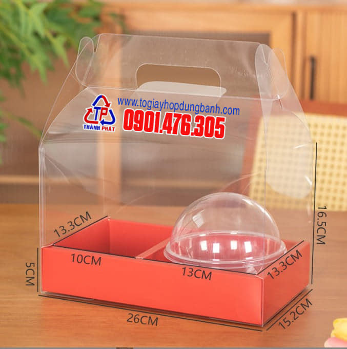 5 hộp mica đế hồng - đế đỏ đựng bánh kem 10-12cm, làm quà tặng 20/10 - lễ nhà giáo 20/11, 8/3, 14/2 - hộp đựng 1 ngăn bánh, 1 ngăn hoa