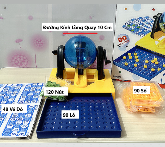 Bộ đồ chơi bingo loại lớn lồng sắt 90 số - đồ chơi kêu lô tô 90 số