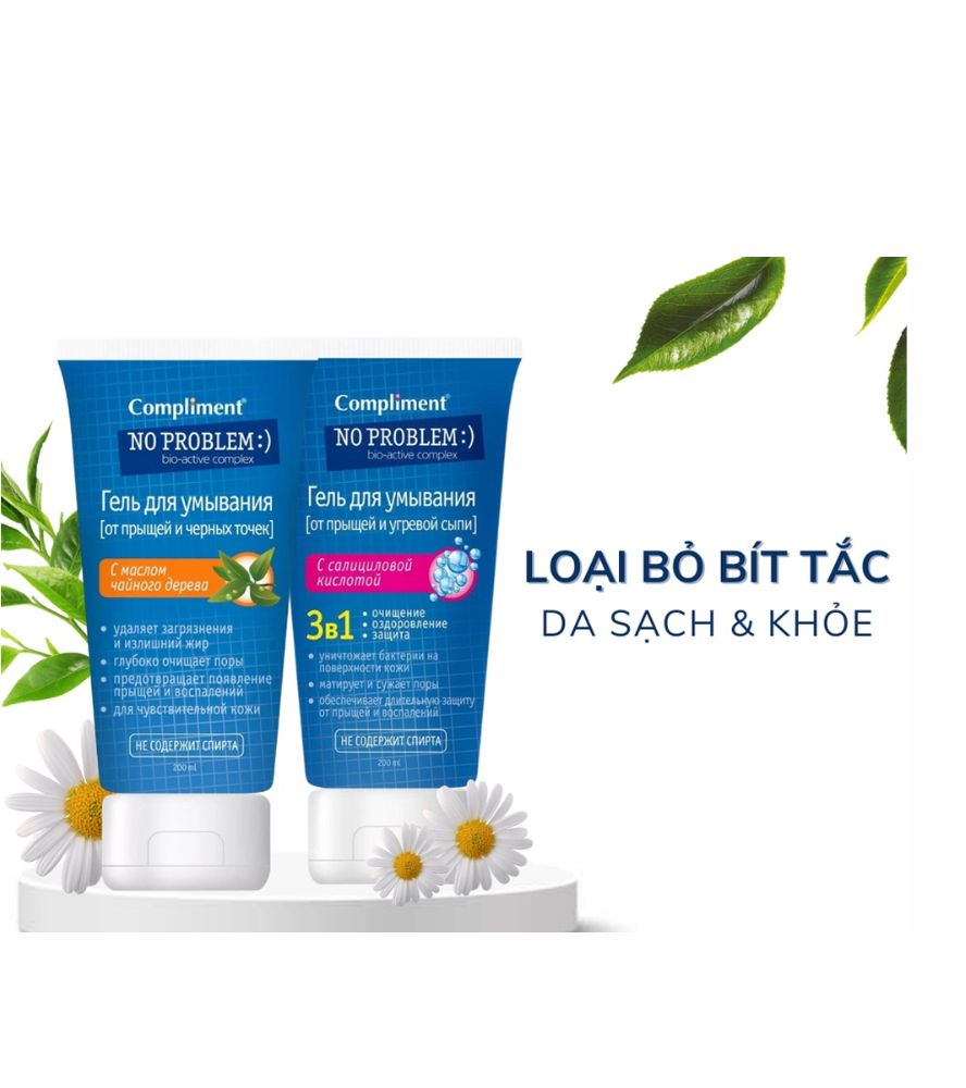 Sữa rửa mặt Compliment No Problem 200ml làm sạch sâu cấp ẩm lâu dài